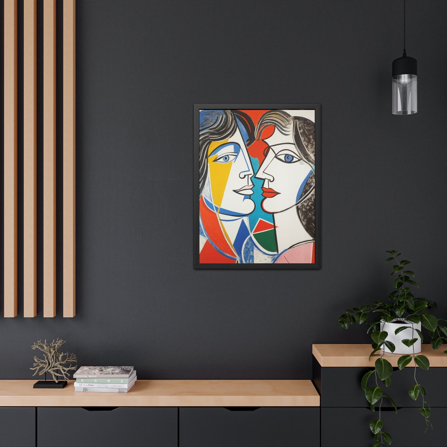 Picasso Inspired Man and Woman - Framed Art