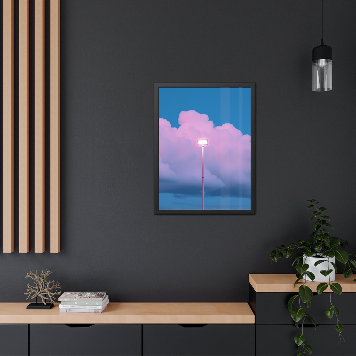 Neon Pink Clouds - Framed Poster Art Inspiration