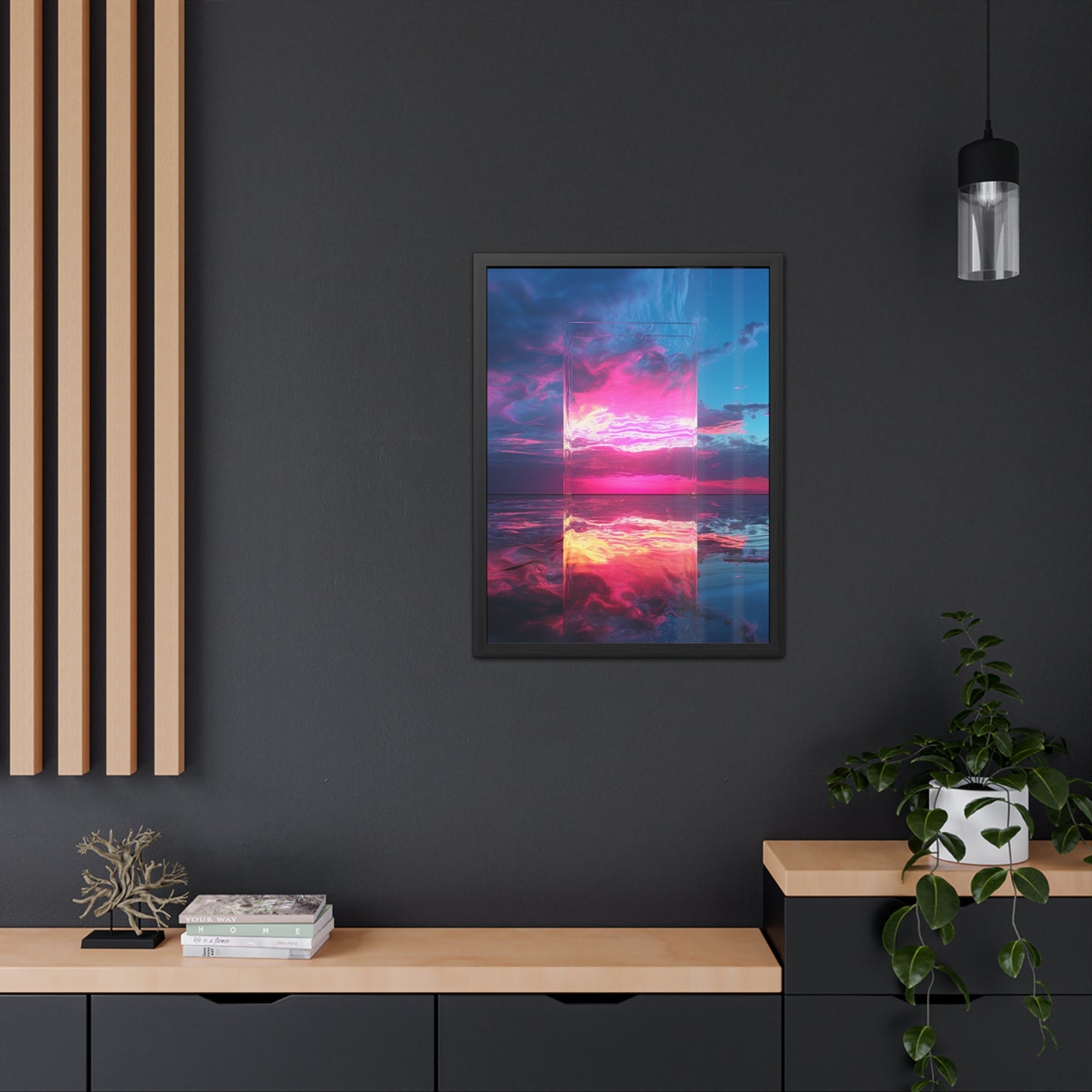 Neon Water & Glass - Framed Poster