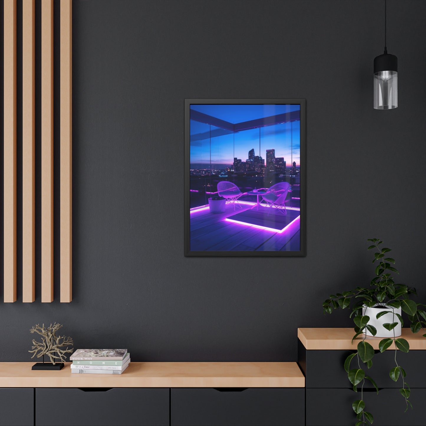 Neon CityScape Game Room - Framed Poster Art
