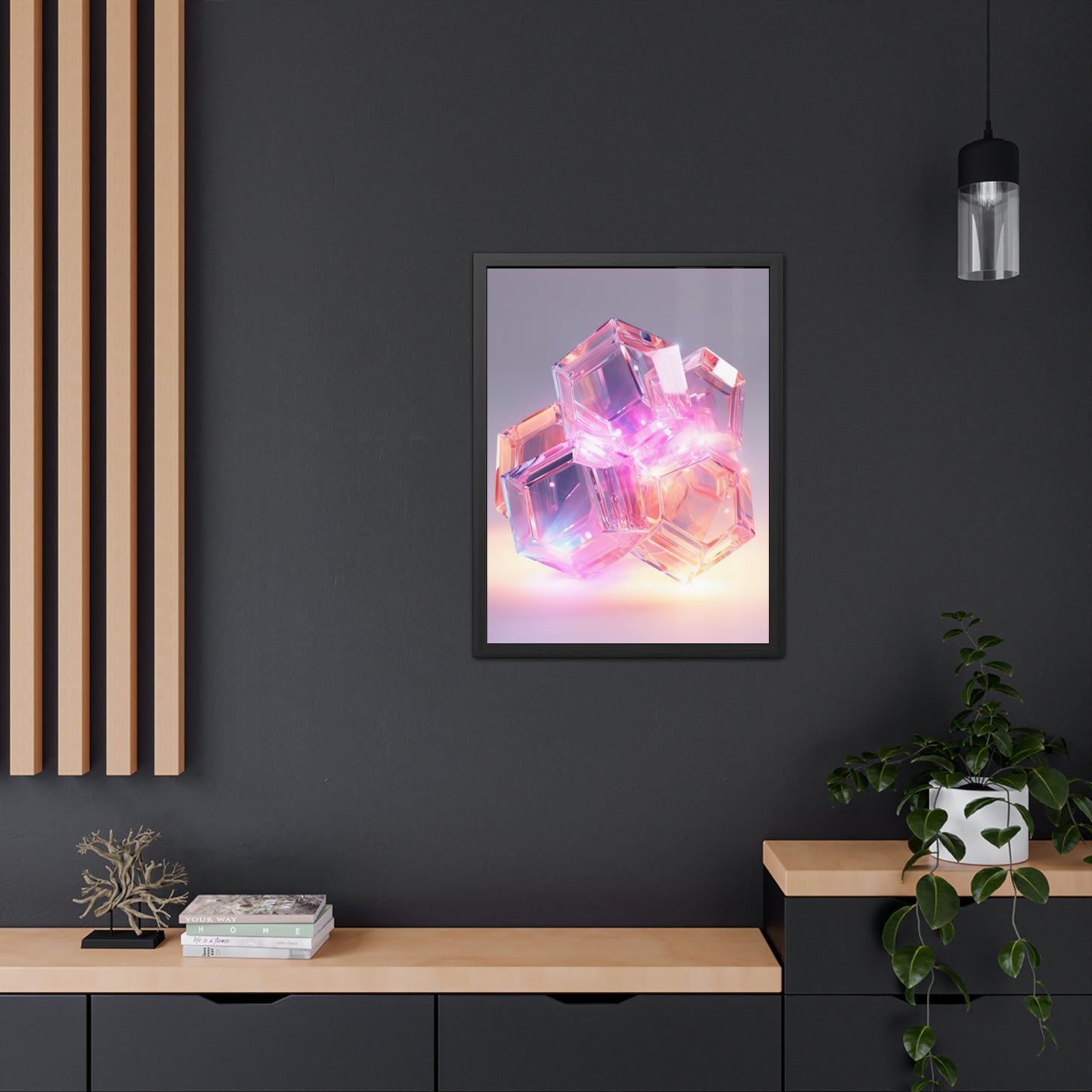 Pink Encased Diamonds - Framed Poster
