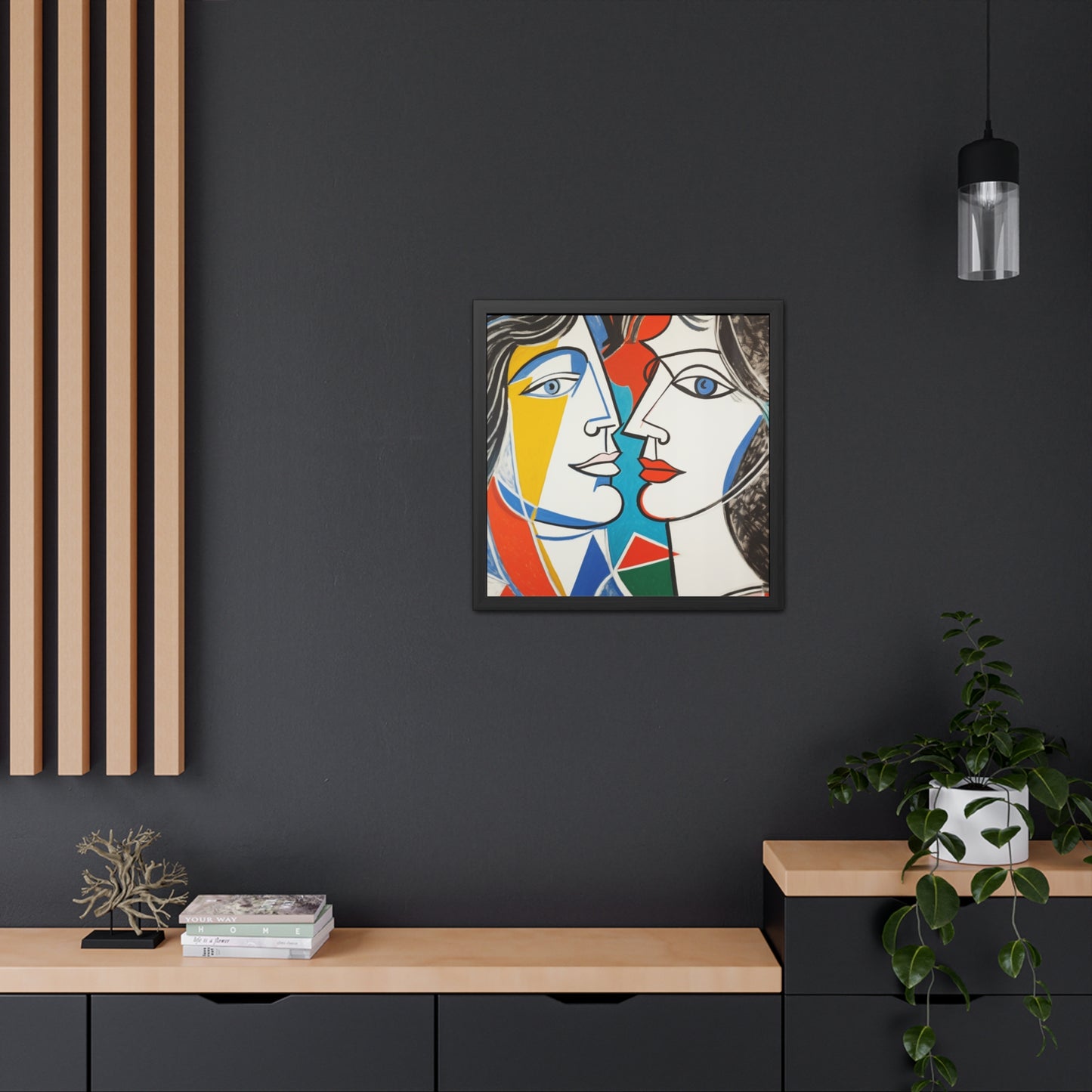 Picasso Inspired Man & Woman  - Framed Art