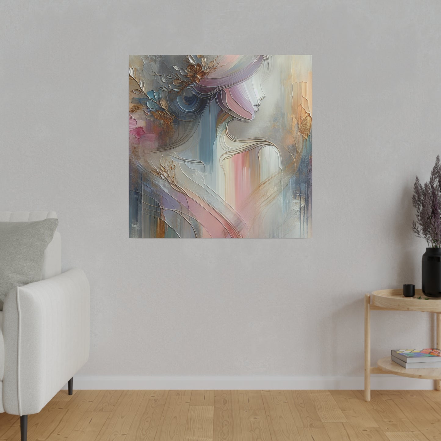 Pastel Watercolor Silhouette Lady  - Canvas Art