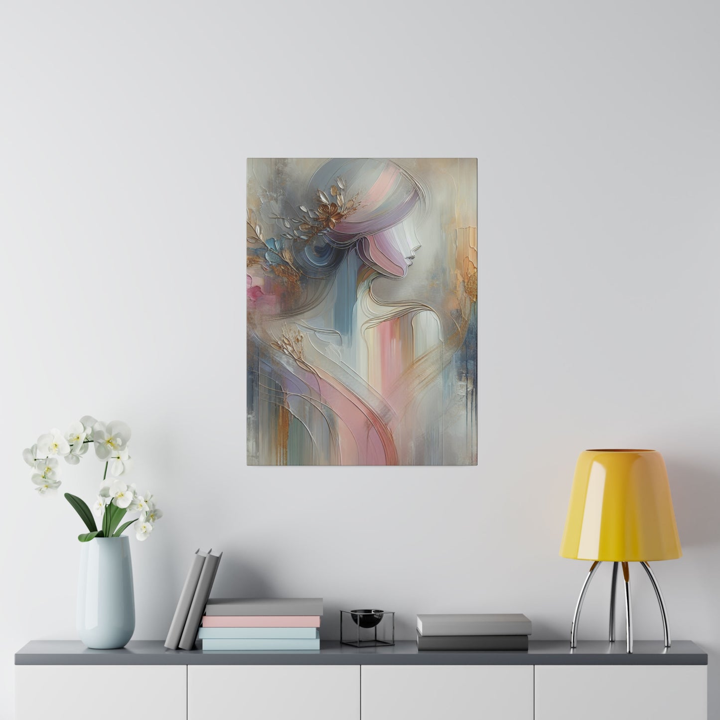 Pastel Watercolor Silhouette Lady  - Canvas Art
