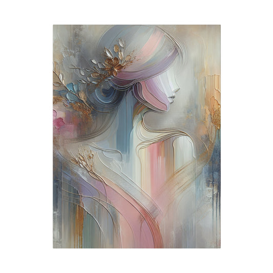 Pastel Watercolor Silhouette Lady  - Canvas Art