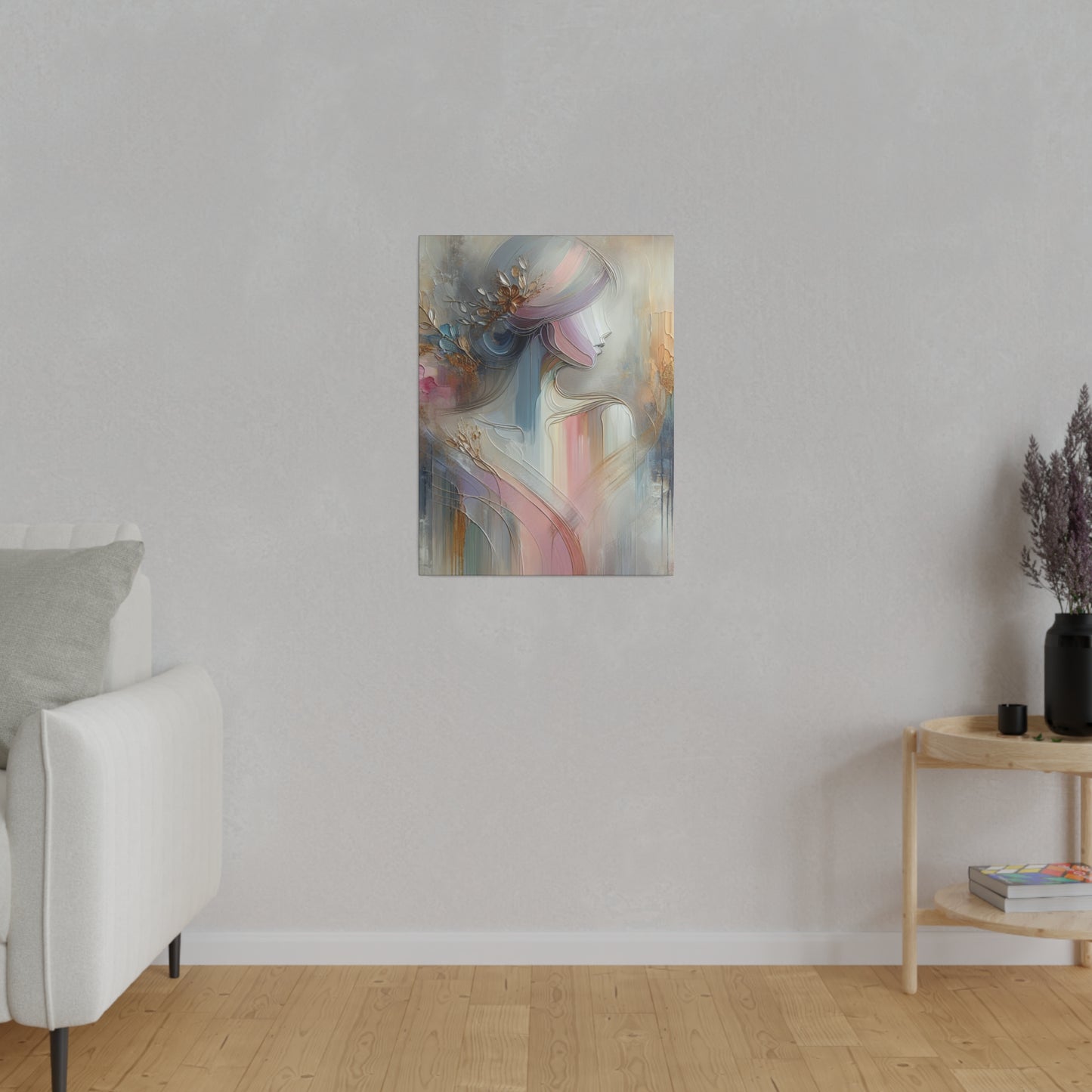 Pastel Watercolor Silhouette Lady  - Canvas Art