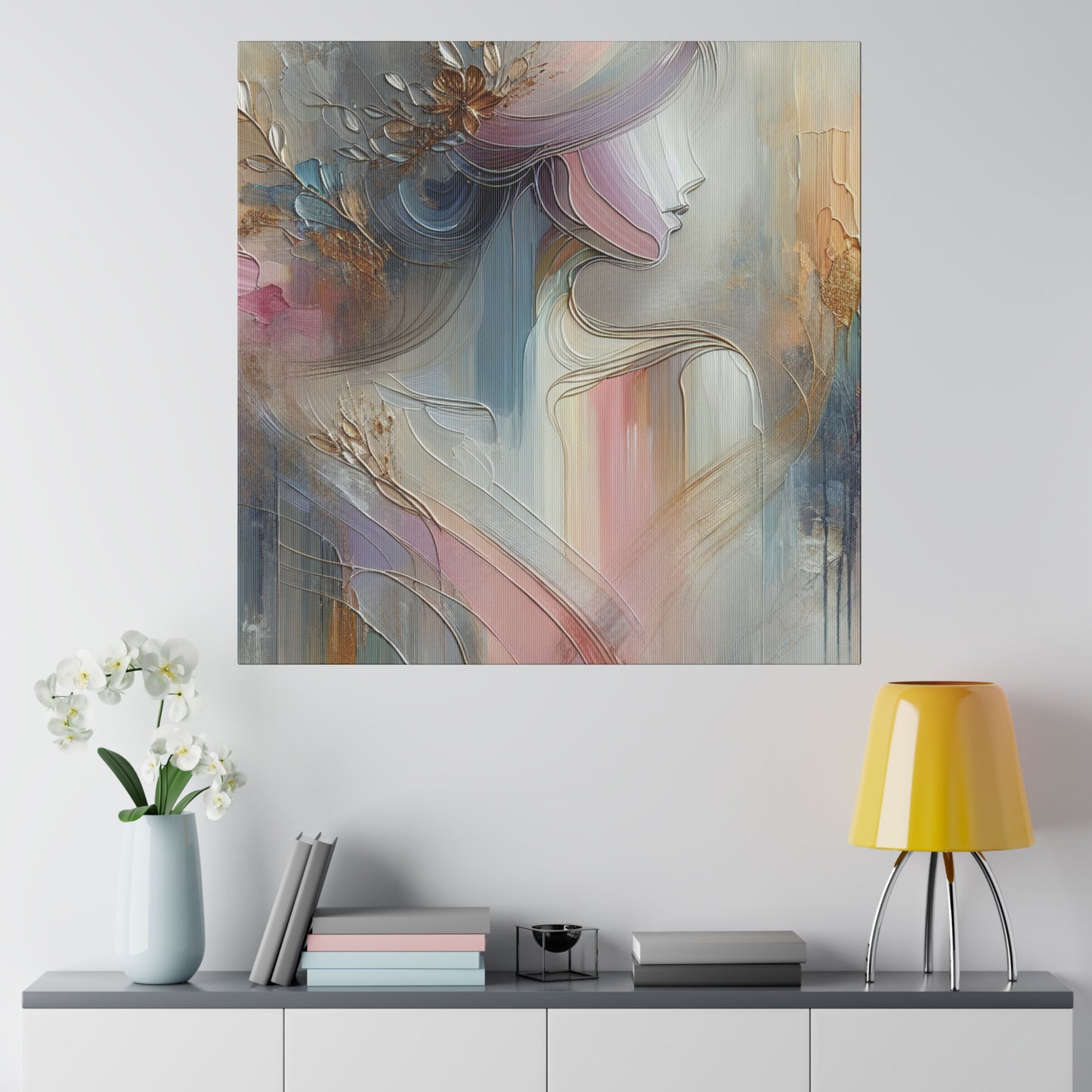 Pastel Watercolor Silhouette Lady  - Canvas Art